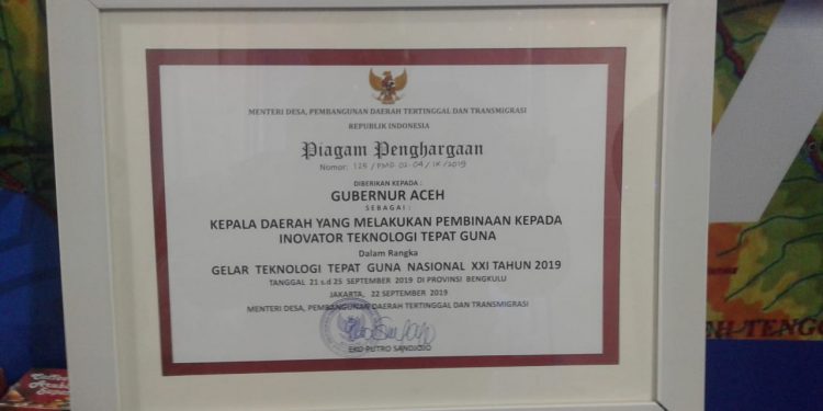 Aceh Juara Harapan I Inovasi TTG Nasional di Bengkulu