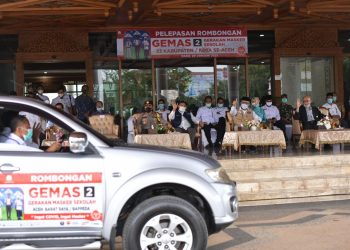 Budayakan Pemakaian Masker, Gubernur Aceh Lepas Rombongan Gemas Tahap 2