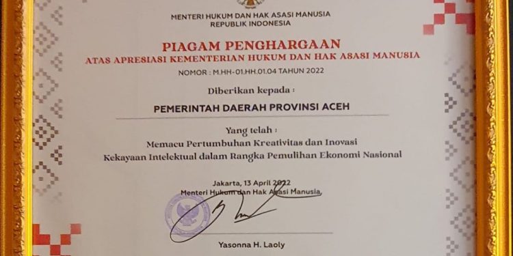 Aceh Terima Penghargaan Kemenkumham
