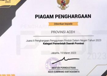 Pemerintah Aceh Raih Award Penggunaan Produk Dalam Negeri