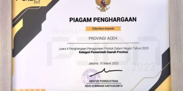 Pemerintah Aceh Raih Award Penggunaan Produk Dalam Negeri