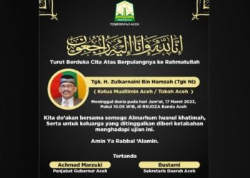 Pemerintah Aceh Sampaikan Duka Cita atas Meninggalnya Tgk Nie
