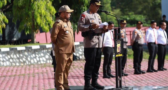 Pj Bupati Aceh Besar Ikuti Apel Gelar Pasukan Operasi Ketupat Seulawah 2023