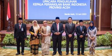 Pj Gubernur  Achmad Saksikan Pengukuhan Kepala Perwakilan Bank Indonesia Provinsi Aceh