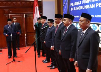 Lantik Pejabat Esselon II, Pj Sekda Aceh Ingatkan Percepatan Realisasi APBA