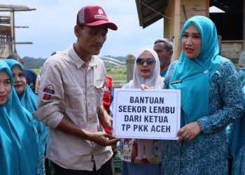 Kak Na Serahkan Bantuan Sapi Meugang di Sawang